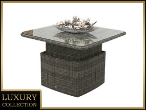 Deokork Ratanový stôl výsuvný jedálenský/odkladací 100 x 100 cm BORNEO LUXURY (sivá)