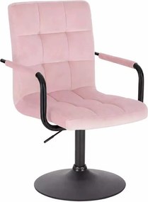 LuxuryForm DESIGN Otočná stolička VERONA BLACK VELUR na čiernom tanieri - ružová