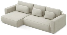 Béžová rozkladacia/s úložným priestorom rohová pohovka (ľavý roh/s leňoškou) Kapua – Makamii