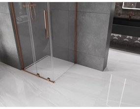 Mexen Velar L, sprchový kút s posuvnými dverami 90 x 90 cm, 8mm číre sklo, ružové zlato, 871-090-090-03-60