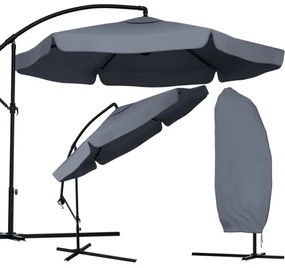 Záhradný skladací slnečník LEVI 300 cm, sivý + obal zdarma