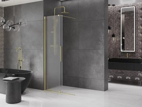 Mexen Velar, sprchová zástena s posuvnými dverami Walk-in 110 x 200 cm, 8mm sklo námraza, zlatá matná, 871-110-000-33-55