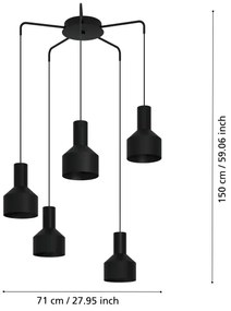 Eglo 99553 - Luster na lanku CASIBARE 5xE27/40W/230V