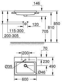 GROHE 3947900H - Umývadlo CUBE CERAMIC 600 × 490 mm keramika/biela