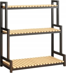 Stojan na kvety GREENY 3 police 95x80 cm, čierny / dekor dub