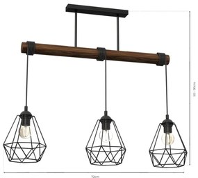 Prisadený luster ACERO 3xE27/60W/230V