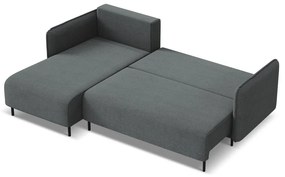 Tmavosivá rozkladacia/s úložným priestorom rohová pohovka (ľavý roh) Luana – Makamii