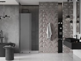 Mexen Velar, posuvné sprchové dvere do otvoru 90 cm, 8mm sklo námraza, grafit brúsený, 871-090-000-31-66
