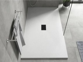 Mexen Hugo, obdĺžniková sprchová vanička SMC 160 x 100 cm, biela, čierna krytka, 42101016-B