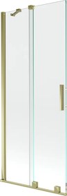 Mexen Velar, 2-krídlová posuvná vaňová zástena 80 x 150 cm, 8mm číre sklo, zlatý lesklý profil, 896-080-000-01-50