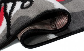 Kusový koberec MAYA Flowers - červený/sivý