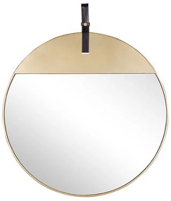 Nástenné zrkadlo so závesným popruhom ø 60 cm zlaté GURS Beliani