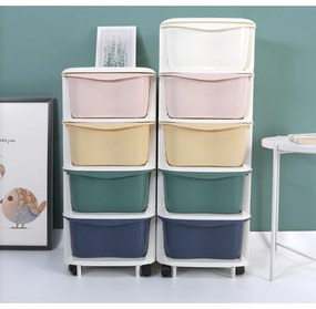 E-CARLA Plastový regál na kolieskach - farebný