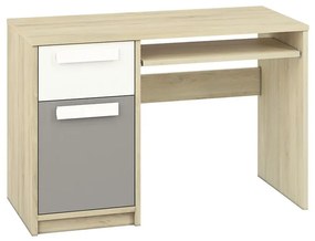 Písací stôl mlodziezowe Drop 14 z szuflada 119 cm - buk fjord / šedá platyna / Biely