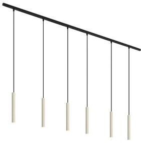 Moderný koľajnicový systém s 6 závesnými svetlami béžový s čiernou 1-fázový - Slimline Keno