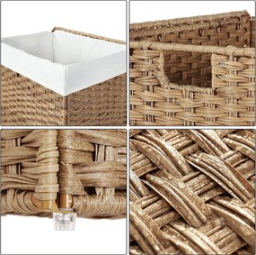 Ručne tkaný kôš na bielizeň, zo syntetického ratanu, 90 l, prírodná farba