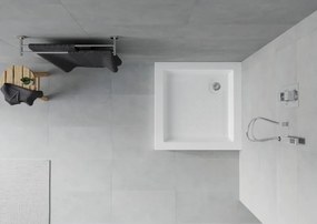 Mexen Rio, štvorcová sprchová vanička 70x70x14 cm + chrómový sifón, biela, 45107070