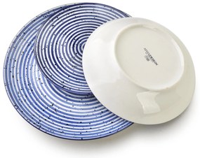 Porcelánová sada 18 ks talířů STRIPES BLUE modrá
