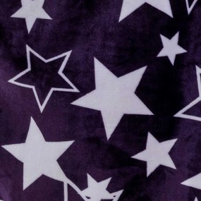 Baránková mikinová deka s rukávmi a kapucňou HVIEZDY fialová