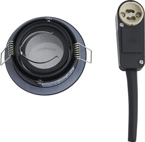 Sada 6 moderných zapustených bodových svetiel čierna otočná a naklápacia IP44 - Chuck