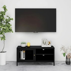 TV skrinka čierna 90x30x44 cm oceľ a sklo