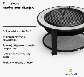 Blumfeldt Merano Circolo 3 v 1, ohnisko s funkciou grilu, dá sa použiť ako stôl, priemer 87 cm