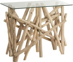 Konzolový drevený stôl so sklenenou doskou Branch - 96 * 47 * 77cm