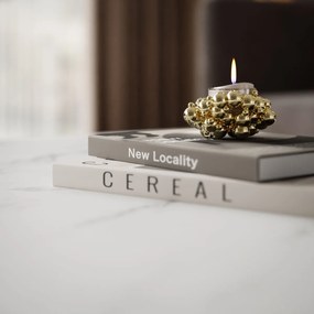 KONFERENČNÝ STOLÍK CHARLES BIELY MRAMOR + ZLATÝ