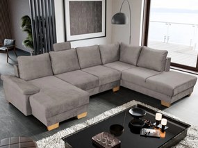 Sedacia súprava Chivas, tvar pravej U, kamenná hnedo-šedá látka