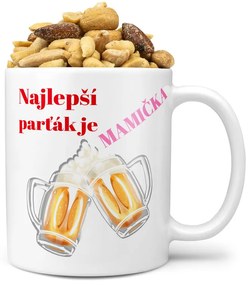 Hrnček Najlepší parťák je mamička (Náplň hrnčeka: Zmes slaných orieškov)