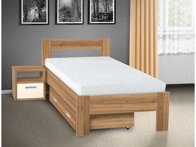 Nabytekmorava Drevená posteľ Sandra 200x120 cm farba lamina: orech lyon 9614, typ úložného priestoru: bez úložného priestoru, typ matraca: bez matraca
