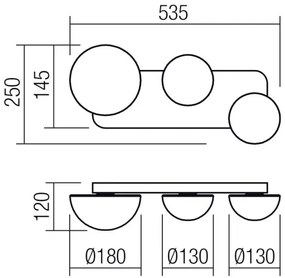 Redo 01-4329 - LED nástenné svietidlo LUMIEN 3xLED/18W/230V 2700/3000K zlaté