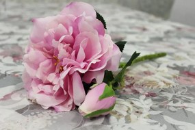 Ružová umelá anglická ruža s pukom 36cm