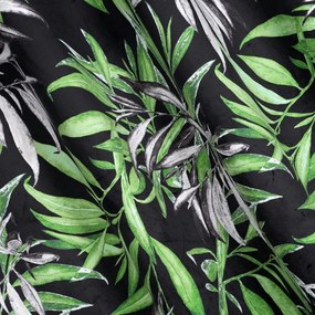 Elegantný čierno zelený zamatový záves s potlačou vetvičiek PIERRE CARDIN 140 x 250 cm