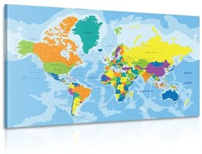 Obraz farebná mapa sveta - 120x80