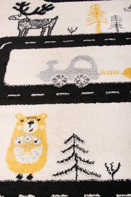 Detský koberec Kiddy H046A  svetlosivý / žltý