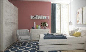 Sconto Posteľ ANGEL 91 dub craft biely, 140x200 cm