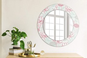 Okrúhle ozdobné zrkadlo Kvety fi 50 cm