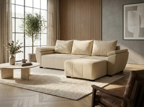 Rozkladacia obojstranná sedacia súprava do L LIVARO 251x140 cm, krémová