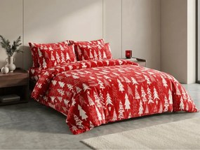 Mikroplyšové obliečky CHRISTMAS TREES červené Rozmer obliečky: 2 ks 70 x 90 cm | 200 x 220 cm