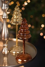 Zlatý svietiaci sklenený vianočný stromček Led S - Ø 9*25 cm