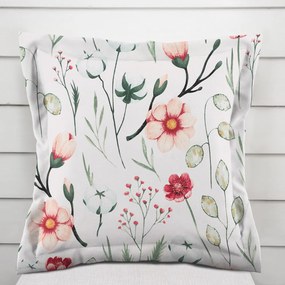 Biante Bavlnená obliečka na vankúš s lemom Sandra SA-747 Lúčne kvety na bielom 45 x 45 cm