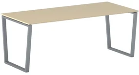 Kancelársky stôl PRIMO IMPRESS, 200x90 cm, sivostrieborná podnož, breza