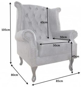 Chesterfield Antik kreslo sivé
