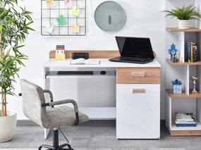 Kancelárska zostava TRACEY biela + prírodný dub