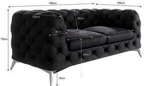 Čierna zamatová pohovka 185 cm Chelsea – Ropez