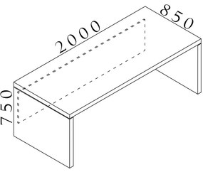 Stôl Lineart 200 x 85 cm, brest svetlý