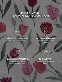 Bavlnené obliečky Renforcé – Kvety tulipánov fialové 140 × 200 cm, 70 x 90 cm