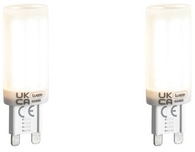 Sada 2ks stmievateľných LED žiaroviek G9 s 3-stupňovým stmievaním, opálové, 4,5W, 500lm, 4000K