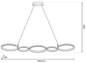 LED Luster na lanku OLYMPIA 5xLED/10W/230V šedá